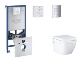 GROHE Rapid SLX Set předstěnové instalace, klozetu, sedátka SoftClose a tlačítka Skate Cosmopolitan, chrom SANI11BB2107