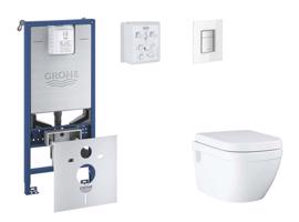 GROHE Rapid SLX Set předstěnové instalace, klozetu, sedátka SoftClose a tlačítka Skate Cosmopolitan, Moon White SANI11BB3111