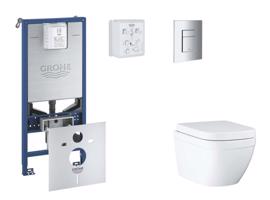 GROHE Rapid SLX Set předstěnové instalace, klozetu, sedátka SoftClose a tlačítka Skate Cosmopolitan, Triple Vortex, chrom SANI11BB2104