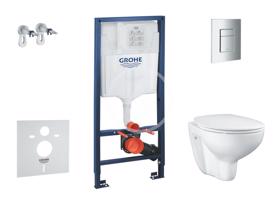 GROHE Solido Set předstěnové instalace, klozetu a sedátka Bau Ceramic, softclose, tlačítko Even, chrom SANI15BB1100