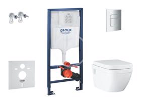 GROHE Solido Set předstěnové instalace, klozetu a sedátka Euro Ceramic, softclose, tlačítko Even, chrom SANI15BB1104