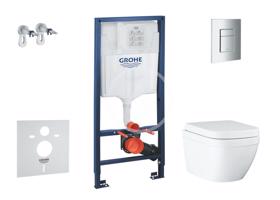 GROHE Solido Set předstěnové instalace, klozetu a sedátka Euro Ceramic, softclose, Triple Vortex, tlačítko Even, chrom SANI15BB1105