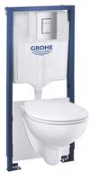 GROHE Solido Set předstěnové instalace, klozetu Bau Ceramic a sedátka softclose, tlačítko Skate Cosmopolitan, chrom 39586000