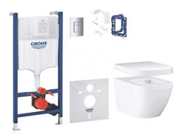 GROHE Solido Set předstěnové instalace, klozetu Euro Ceramic a sedátka softclose, tlačítko Skate Cosmopolitan, chrom 39889000