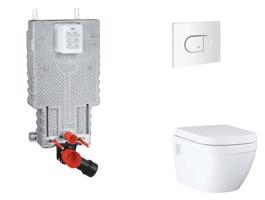 GROHE Uniset Set předstěnové instalace, klozetu, sedátka SoftClose a tlačítka Arena Cosmopolitan, alpská bílá SANI15BB3112