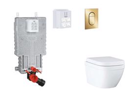 GROHE Uniset Set předstěnové instalace, klozetu, sedátka SoftClose a tlačítka Arena Cosmopolitan S, Triple Vortex, Cool Sunrise SANI15BB4110