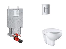 GROHE Uniset Set předstěnové instalace, klozetu, sedátka SoftClose a tlačítka Skate Cosmopolitan, chrom SANI15BB2101