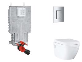 GROHE Uniset Set předstěnové instalace, klozetu, sedátka SoftClose a tlačítka Skate Cosmopolitan, chrom SANI15BB2107