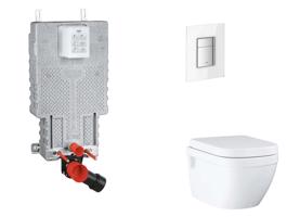 GROHE Uniset Set předstěnové instalace, klozetu, sedátka SoftClose a tlačítka Skate Cosmopolitan, Moon White SANI15BB3111