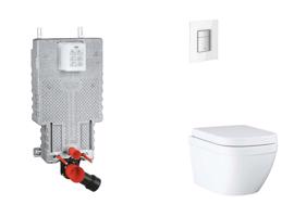 GROHE Uniset Set předstěnové instalace, klozetu, sedátka SoftClose a tlačítka Skate Cosmopolitan, Triple Vortex, Moon White SANI15BB3107