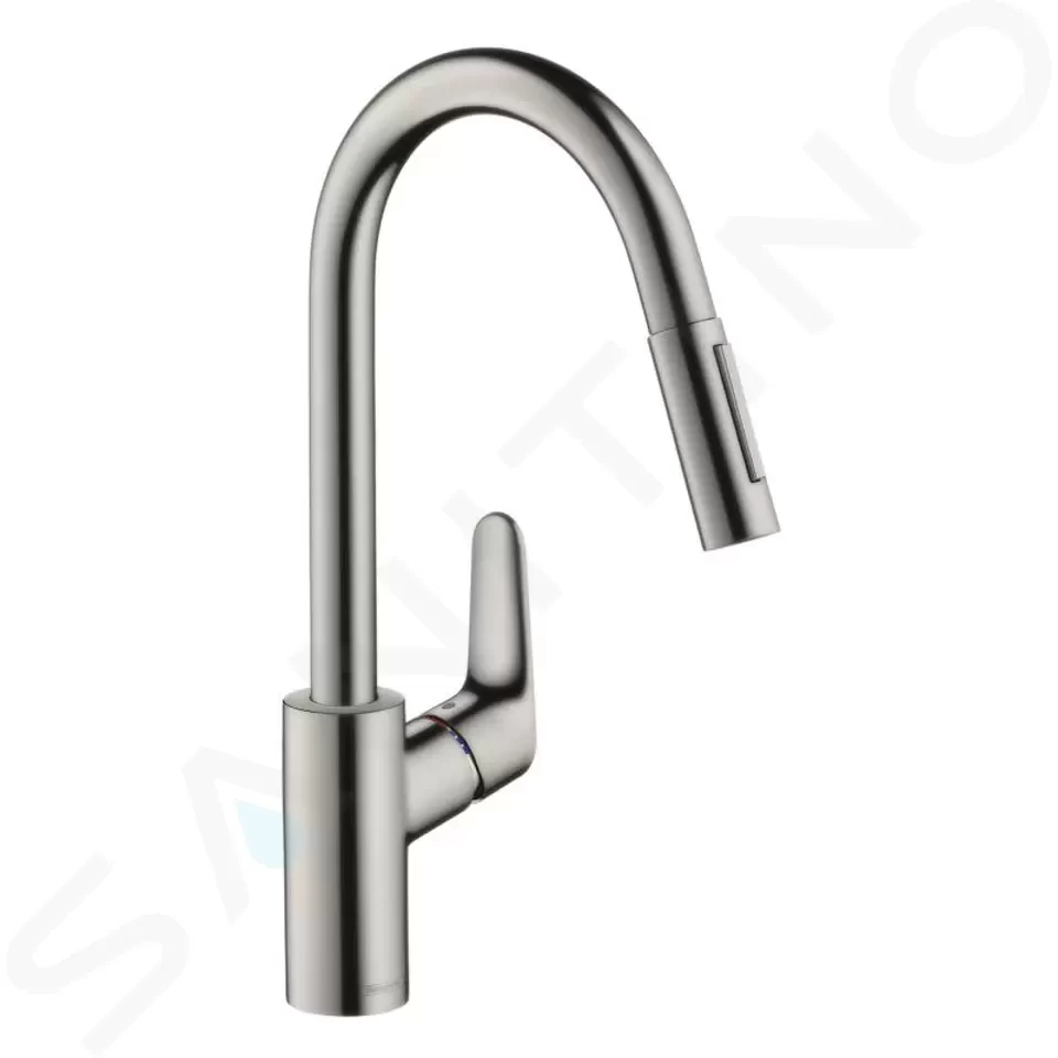 HANSGROHE Focus M41 Dřezová baterie M4116-H240 s výsuvnou sprškou, sBOX, vzhled nerezu 73880800