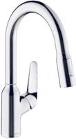 HANSGROHE Focus M42 Dřezová baterie M4216-H180 s výsuvnou sprškou, sBOX, chrom 71821000