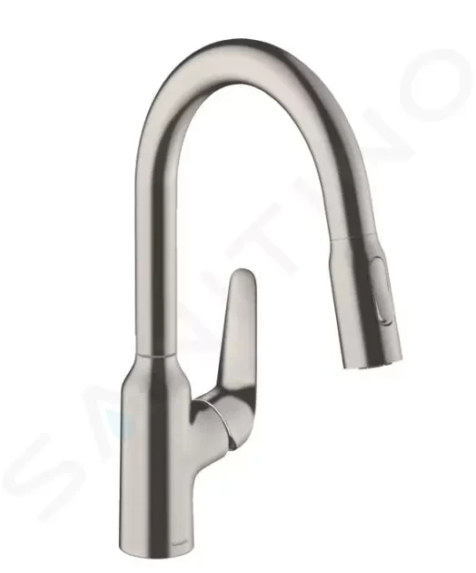 HANSGROHE Focus M42 Dřezová baterie M429-H180 s výsuvnou sprškou, vzhled nerezu 71801800