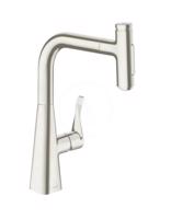 HANSGROHE M71 Dřezová baterie Metris Select s výsuvnou sprškou, vzhled nerezu 73822800