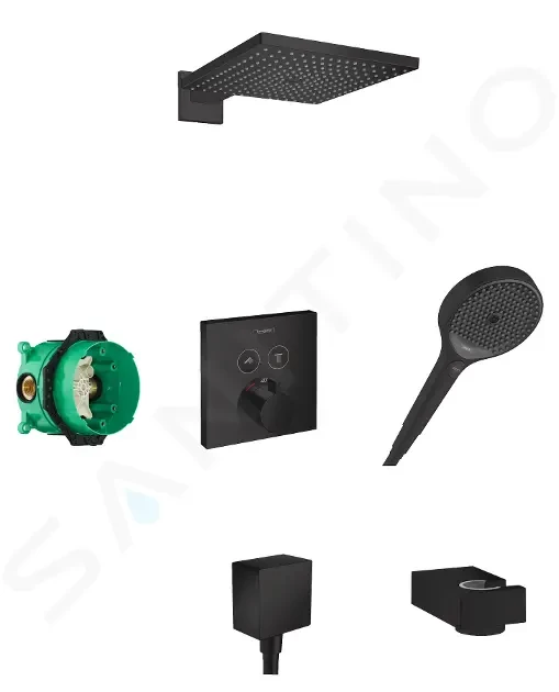 HANSGROHE Raindance E Sprchový set 300 s termostatem pod omítku, černá 27918670