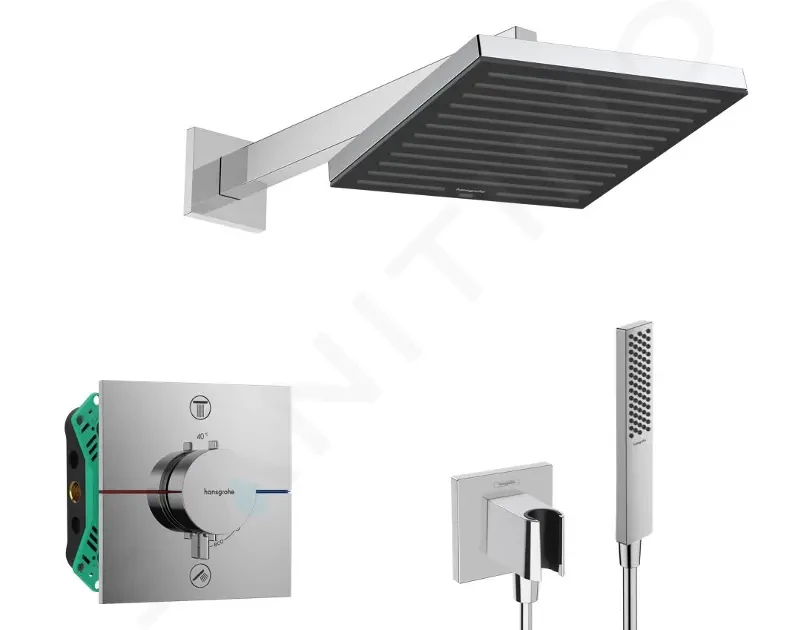 HANSGROHE Sprchový set s termostatem pod omítku, s tělesem, 26x26 cm, chrom SANI21HHH003