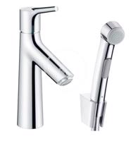 HANSGROHE Talis S Umyvadlová baterie s výpustí Push-Open a ruční sprchou Bidette, chrom 72290000