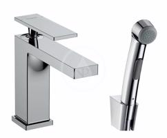 HANSGROHE Tecturis E Umyvadlová baterie s výpustí Push-Open a bidetovou sprškou, EcoSmart, chrom 73210000