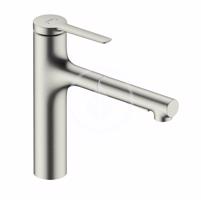 HANSGROHE Zesis M33 Dřezová baterie 160, s výsuvnou sprškou s přepínačem, vzhled nerezu 74801800