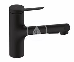 HANSGROHE Zesis M33 Dřezová baterie s výsuvnou sprškou, sBox, matná černá 74821670