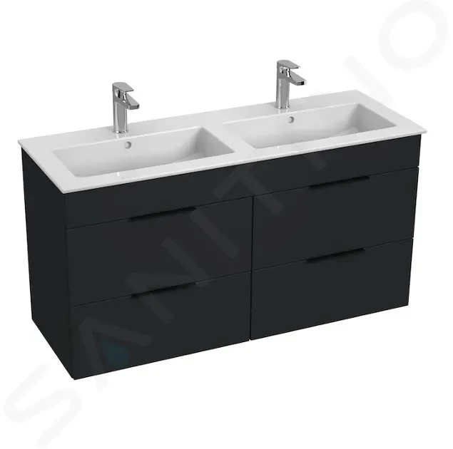 JIKA Cube Skříňka s dvojumyvadlem 118x43x61 cm, matný antracit H4536621763521