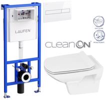 LAUFEN Rámový podomítkový modul CW1 SET s bílým tlačítkem + WC CERSANIT CLEANON CARINA + SEDÁTKO H8946600000001BI CA3