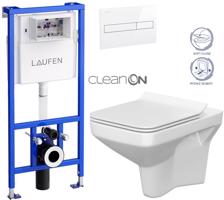 LAUFEN Rámový podomítkový modul CW1 SET s bílým tlačítkem + WC CERSANIT CLEANON COMO + SEDÁTKO H8946600000001BI CO1