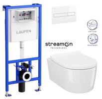 LAUFEN Rámový podomítkový modul CW1 SET s bílým tlačítkem + WC CERSANIT INVERTO + SEDÁTKO DURAPLAST SOFT-CLOSE H8946600000001BI IN1