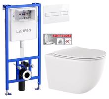 LAUFEN Rámový podomítkový modul CW1 SET s bílým tlačítkem + WC INVENA TINOS  + SEDÁTKO H8946600000001BI NO1