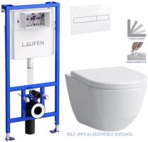 LAUFEN Rámový podomítkový modul CW1 SET s bílým tlačítkem + WC LAUFEN PRO RIMLESS + SEDÁTKO H8946600000001BI LP1