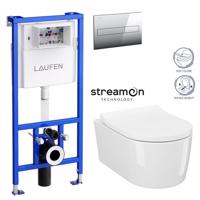 LAUFEN Rámový podomítkový modul CW1 SET s chromovým tlačítkem + WC CERSANIT INVERTO + SEDÁTKO DURAPLAST SOFT-CLOSE H8946600000001CR IN1