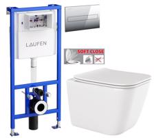 LAUFEN Rámový podomítkový modul CW1 SET s chromovým tlačítkem + WC INVENA PAROS  + SEDÁTKO H8946600000001CR RO1