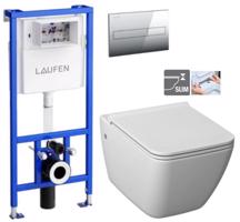 LAUFEN Rámový podomítkový modul CW1 SET s chromovým tlačítkem + WC JIKA PURE + SEDÁTKO DURAPLAST H8946600000001CR PU1