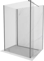 MEXEN/S Kioto Sprchová zástěna WALK-IN 100 x 80 x 30 cm, transparent, grafit kartáčovaná 800-100-080-221-66-00-030