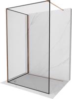 MEXEN/S Kioto Sprchová zástěna WALK-IN 110 x 110 cm, černá vzor, růžové zlato 800-110-212-60-70-110