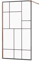 MEXEN/S KIOTO Sprchová zástěna WALK-IN 110x200 cm 8 mm, růžové zlato, černý vzor 2 800-110-101-60-78