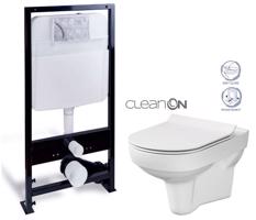 PRIM předstěnový instalační systém bez tlačítka + WC CERSANIT CITY NEW CLEANON + WC SEDÁTKO SLIM PRIM_20/0026 X CI2