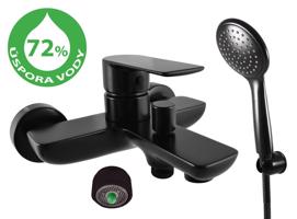 SLEZAK-RAV Spořící vodovodní baterie vanová VLTAVA ECO černá matná, Barva: černá matná, Povrchová úprava: Černá matná, Rozměr: 150 mm VTE454.5/1CMAT