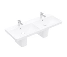 VILLEROY & BOCH Avento Dvojumyvadlo nábytkové 1200x470 mm, s přepadem, 2 otvory pro baterii, alpská bílá 4A23CK01