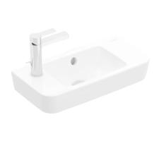 VILLEROY & BOCH O.novo Umývátko Compact 500x250 mm, s přepadem, 1 otvor pro baterii vlevo, alpská bílá 4342L501