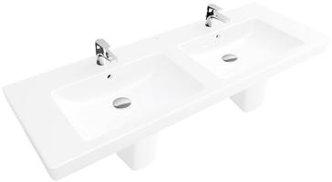 VILLEROY & BOCH Subway 2.0 Dvojumyvadlo 1300x470 mm, s přepadem a otvory pro baterie, bílá 7175D001